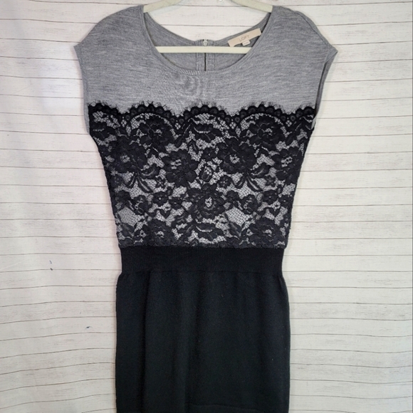 LOFT MERINO WOOL BLEND LACE DETAIL SWEATER DRESS, SZ XS - Picture 2 of 9